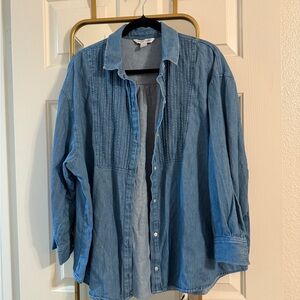 Old Navy Textured Light Blue Denim Shirt